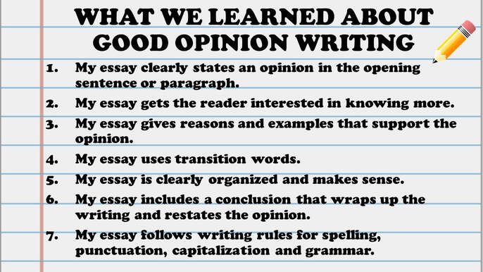 opinion essay samples for 4th grade
